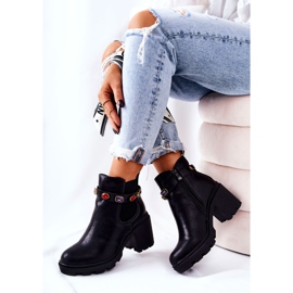 PS1 Lederstiefel für Damen auf einem Absatz mit Kristallen Black Macbeth schwarz 2