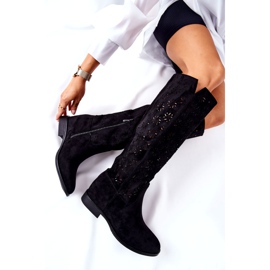 PG1 Durchbrochene Stiefel auf einem versteckten schwarzen Keilabsatz Lara rot 4