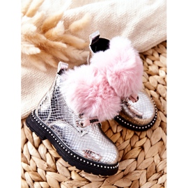 PA1 Warme Kinderstiefel mit Fell Silber Rosea rosa 1