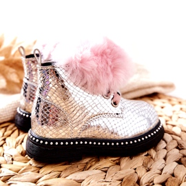 PA1 Warme Kinderstiefel mit Fell Silber Rosea rosa 2
