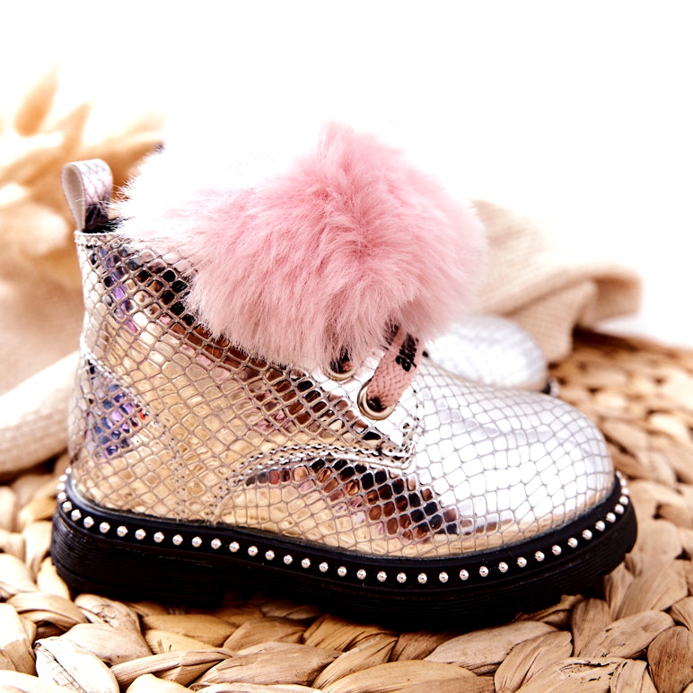 PA1 Warme Kinderstiefel mit Fell Silber Rosea rosa 5