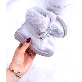 Silberne warme Kinderstiefel Trappers Fobos silber- 3