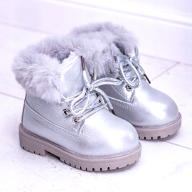 Silberne warme Kinderstiefel Trappers Fobos 4