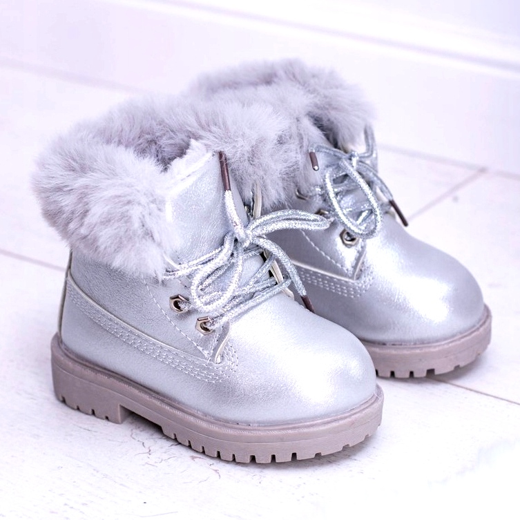 Silberne warme Kinderstiefel Trappers Fobos 4