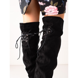 Laura Mode Oberschenkelhohe Stiefel mit hohen Absätzen schwarz 2