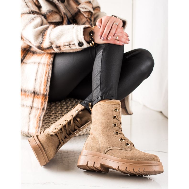 TRENDI Braune Wildleder-Trapper beige 1