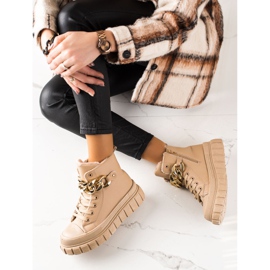 TRENDI Warme Stiefel Turnschuhe beige 1