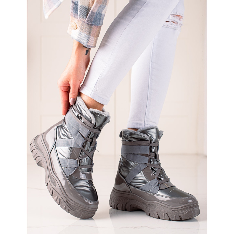 TRENDI Graue Schneestiefel LT240g silber- 1