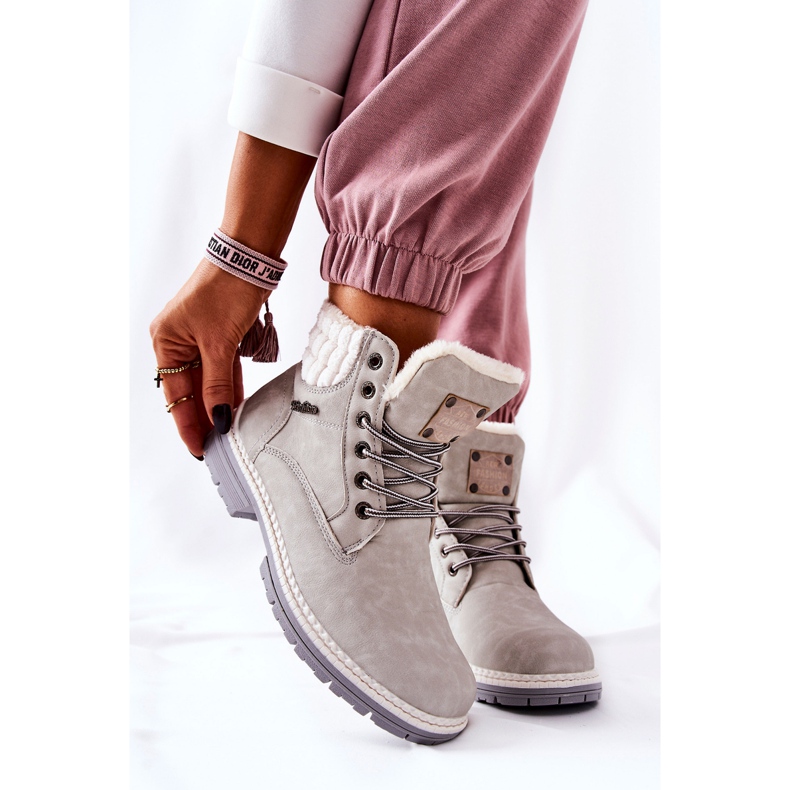 PH1 Gewärmte Leder-Trapper Hellgrau Laralis 2