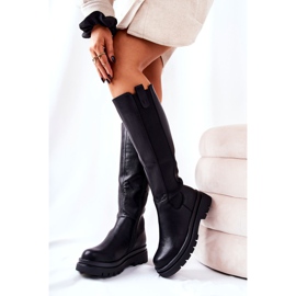 Lederisolierte Stiefel Schwarz 1