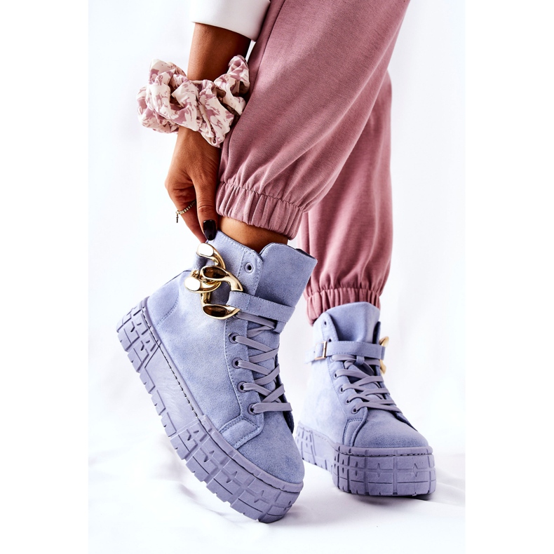 Hohe Sneakers auf der Evenia Blue Platform blau 2