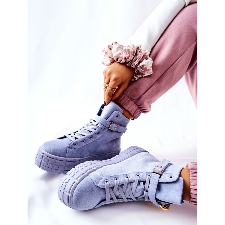 Hohe Sneakers auf der Evenia Blue Platform blau 1