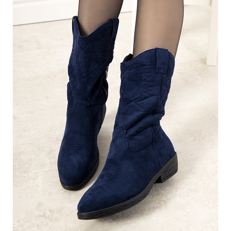 Dunkelblaue Roxanne isolierte Cowboystiefel navy blau 1
