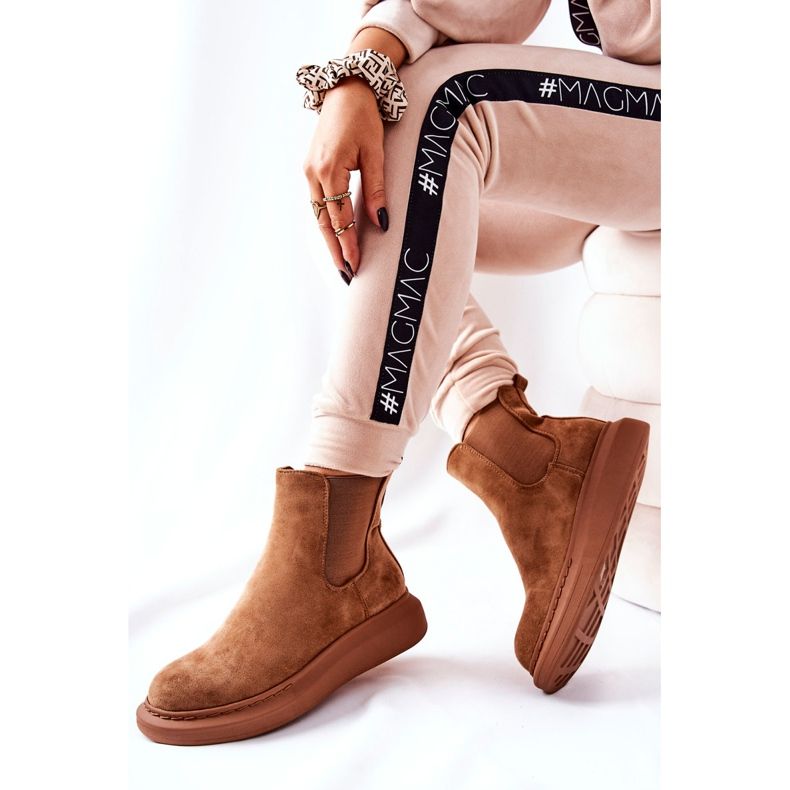 PS1 Wildleder Booties Jodhpur-Stiefel auf der Beige Marissa-Plattform braun 2