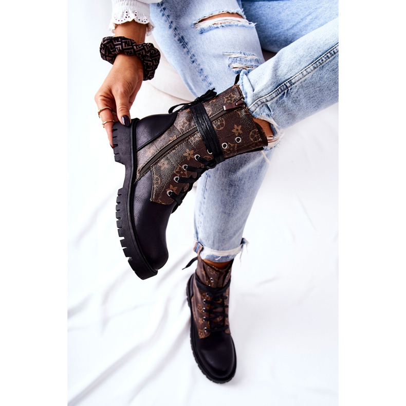 FJ1 Lonevis braune und schwarze Lederstiefel 2