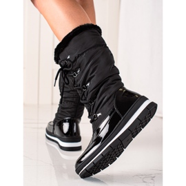 TRENDI Hohe Schneestiefel mit Fell schwarz 2