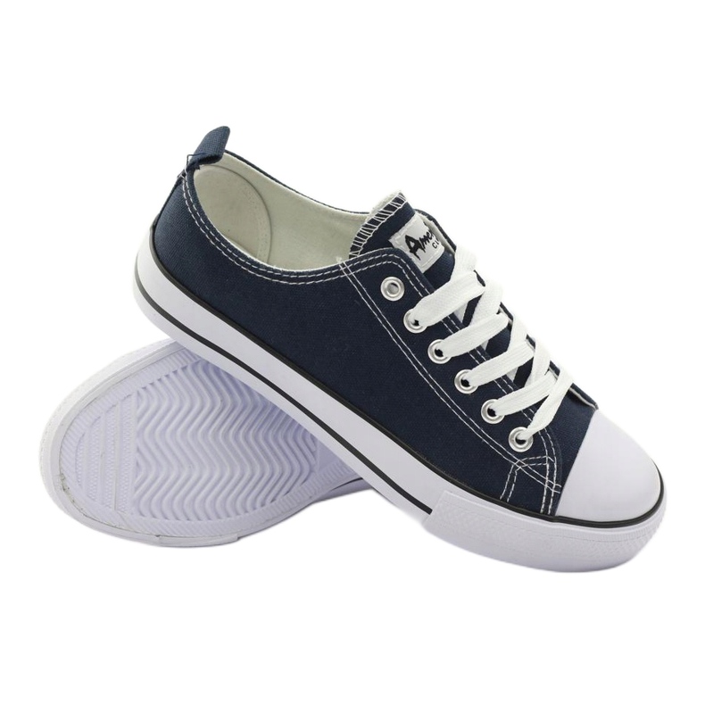 American Club Frauen -Sneaker amerikanische LH10 Navy Blue gebunden mehrfarbig 4