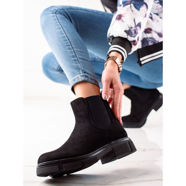 Ideal Shoes Chelsea-Stiefel aus Wildleder schwarz 1