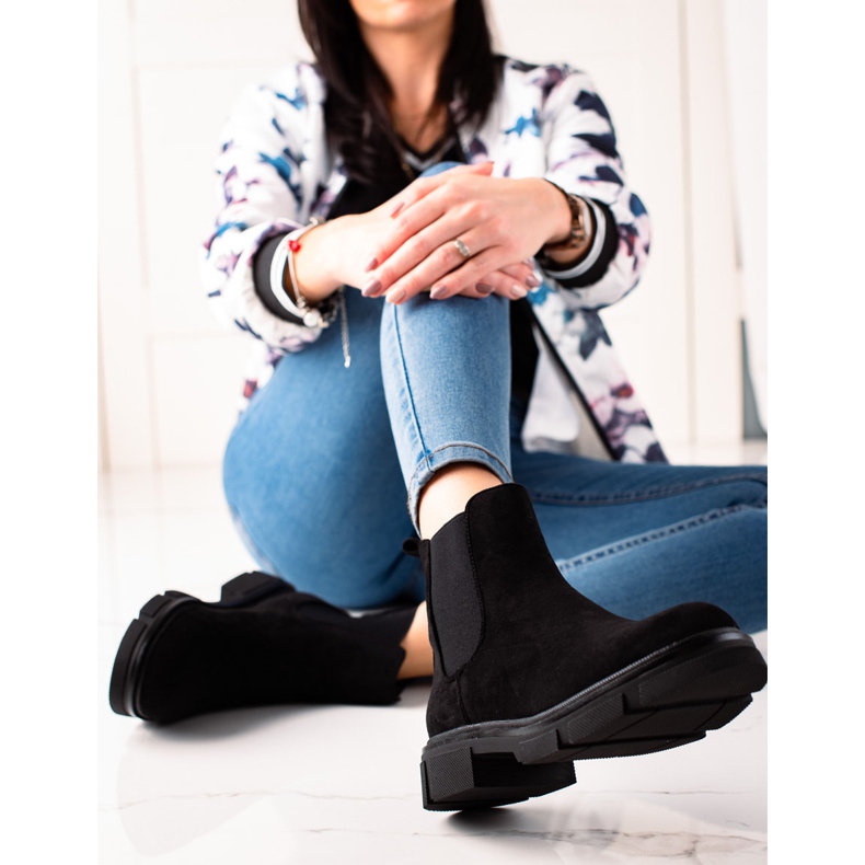 Ideal Shoes Chelsea-Stiefel aus Wildleder schwarz 2