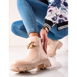 Bestelle Beige Stiefeletten mit Kette 2