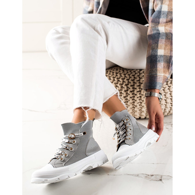 Goodin Mode hohe Turnschuhe grau 2