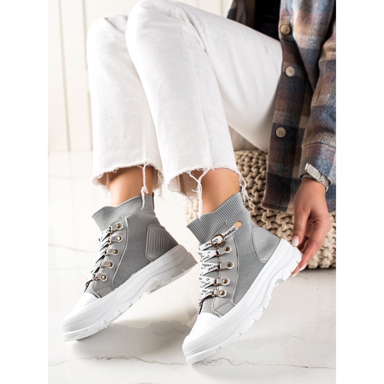 Goodin Mode hohe Turnschuhe grau 1