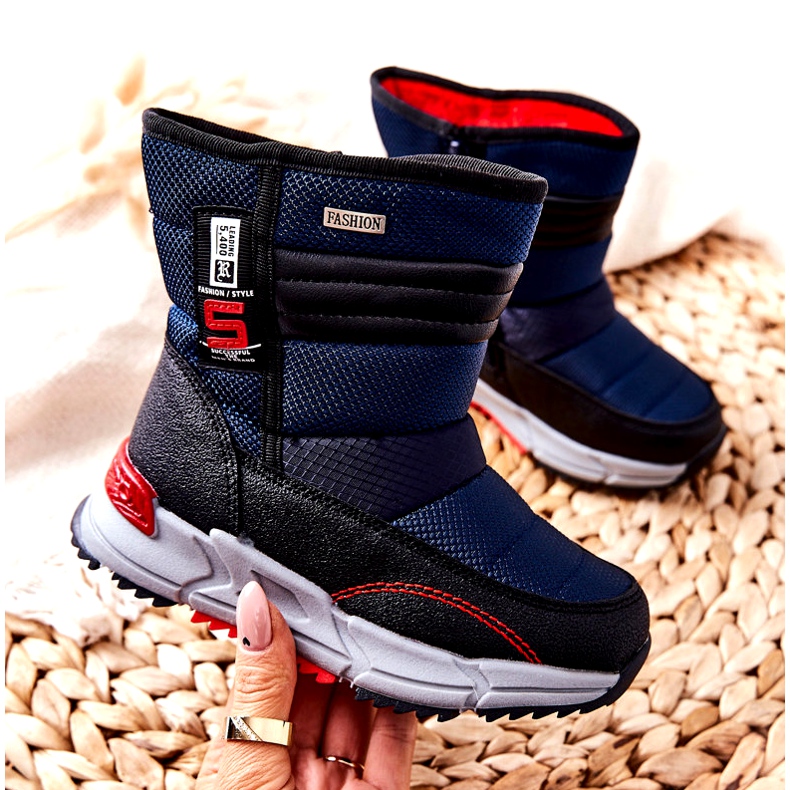 PJ2 Warme hohe Kinder-Schneestiefel Marineblau Leoth schwarz 1