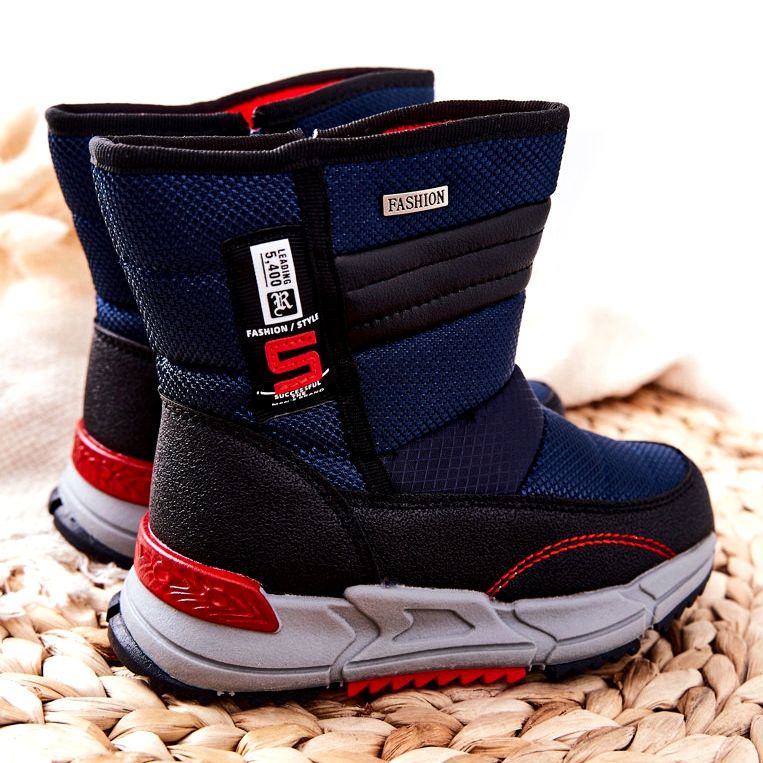 PJ2 Warme hohe Kinder-Schneestiefel Marineblau Leoth schwarz 2