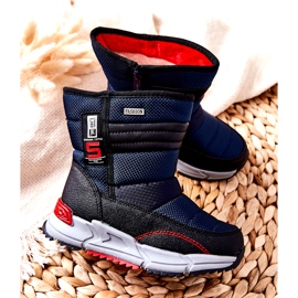 PJ2 Warme hohe Kinder-Schneestiefel Marineblau Leoth schwarz 3