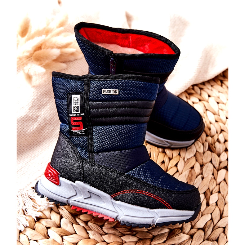PJ2 Warme hohe Kinder-Schneestiefel Marineblau Leoth schwarz 3