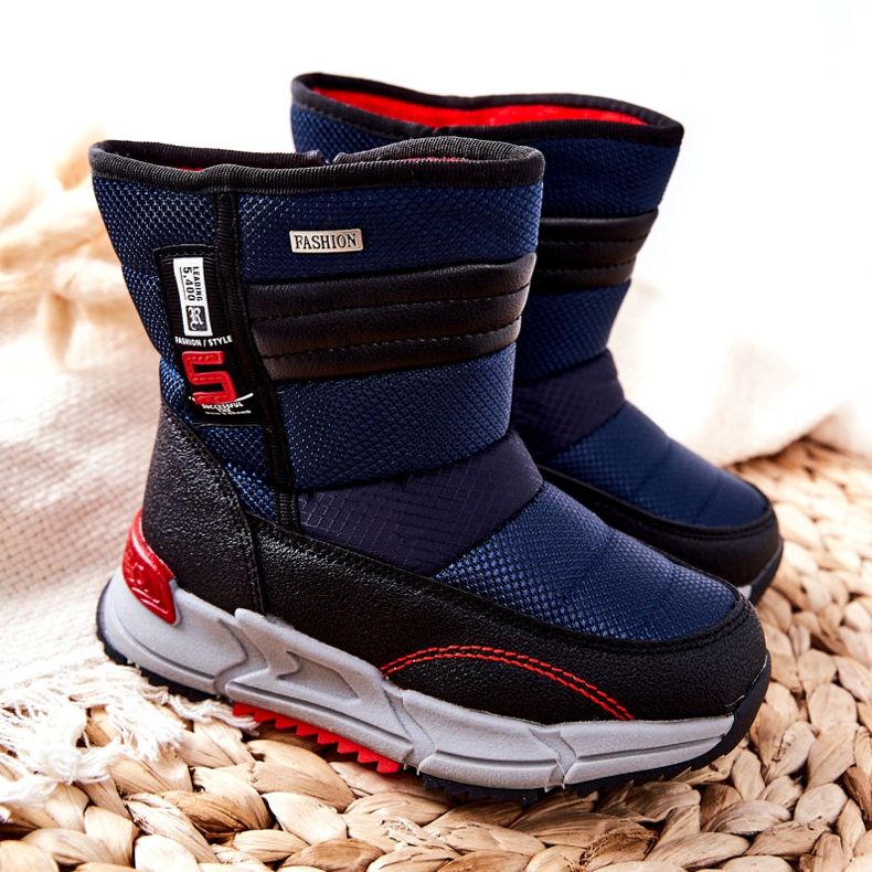 PJ2 Warme hohe Kinder-Schneestiefel Marineblau Leoth schwarz 4