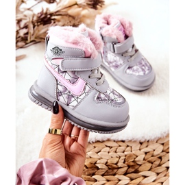 PJ2 Warme Schneestiefel für Kinder Grau und Rosa Shirinell 2