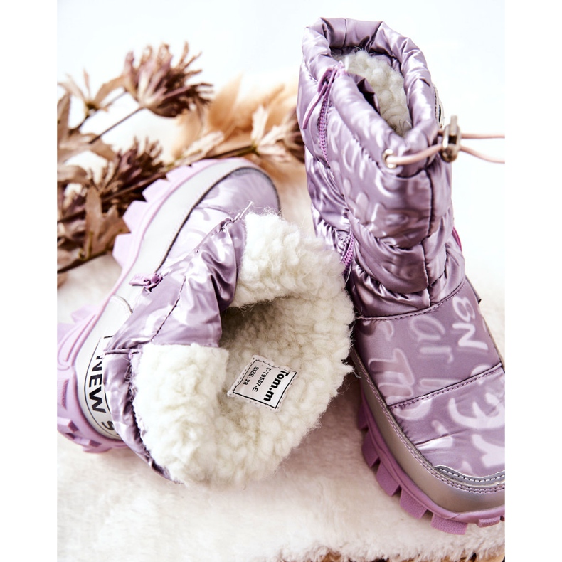 PJ2 Warme Kinder-Schneestiefel mit Reißverschluss Violett Cleome 1