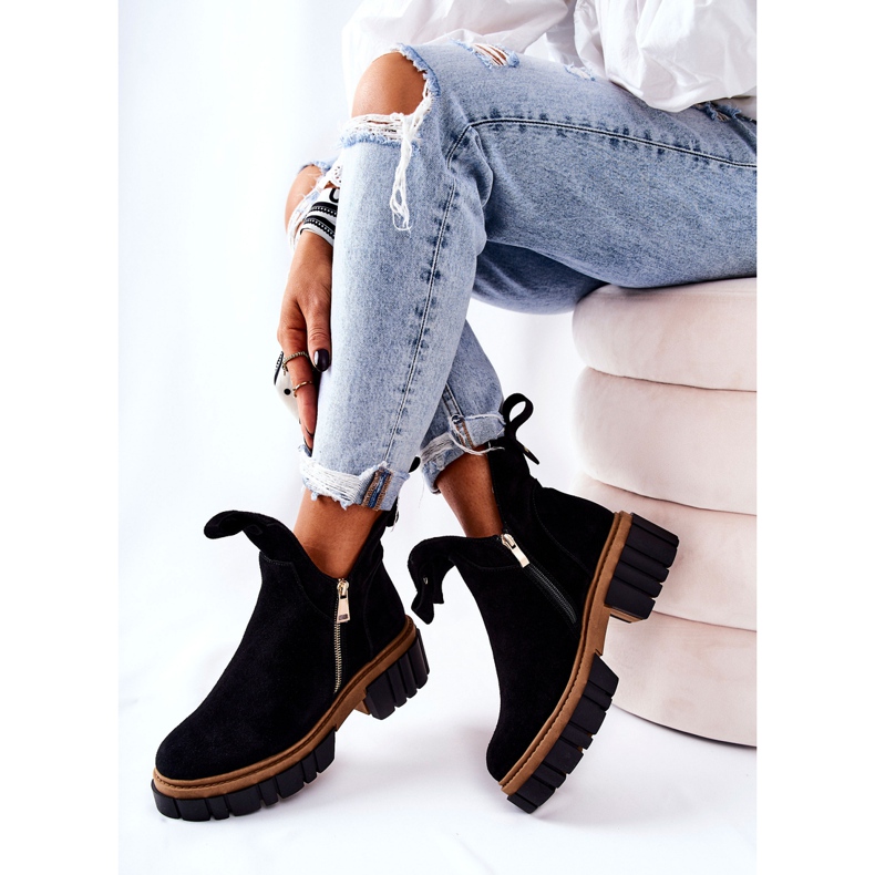 PA2 Schwarze Cadence Warme Stiefel mit Reißverschluss-Schnitt 1