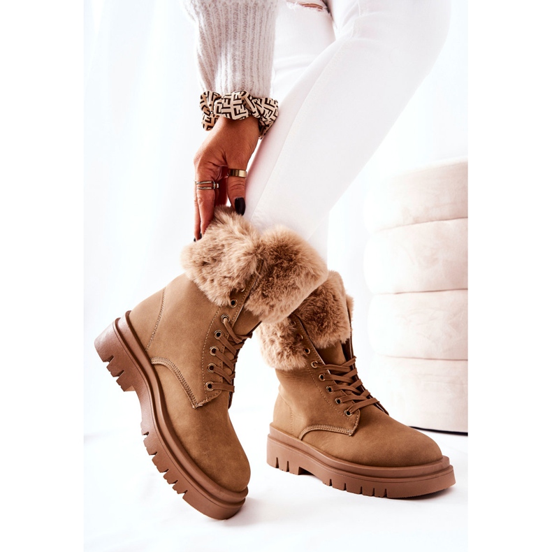 Warme Stiefel mit Fell Beige Farley braun 1