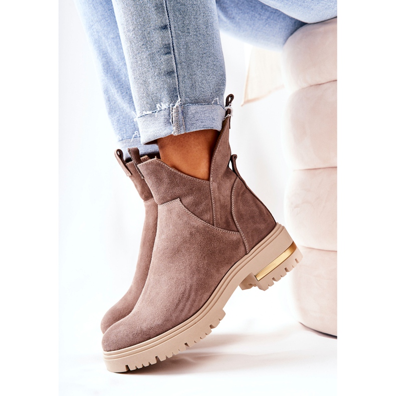 PA2 Warme Stiefel mit geschnittenem Cappuccino Tanya beige 1