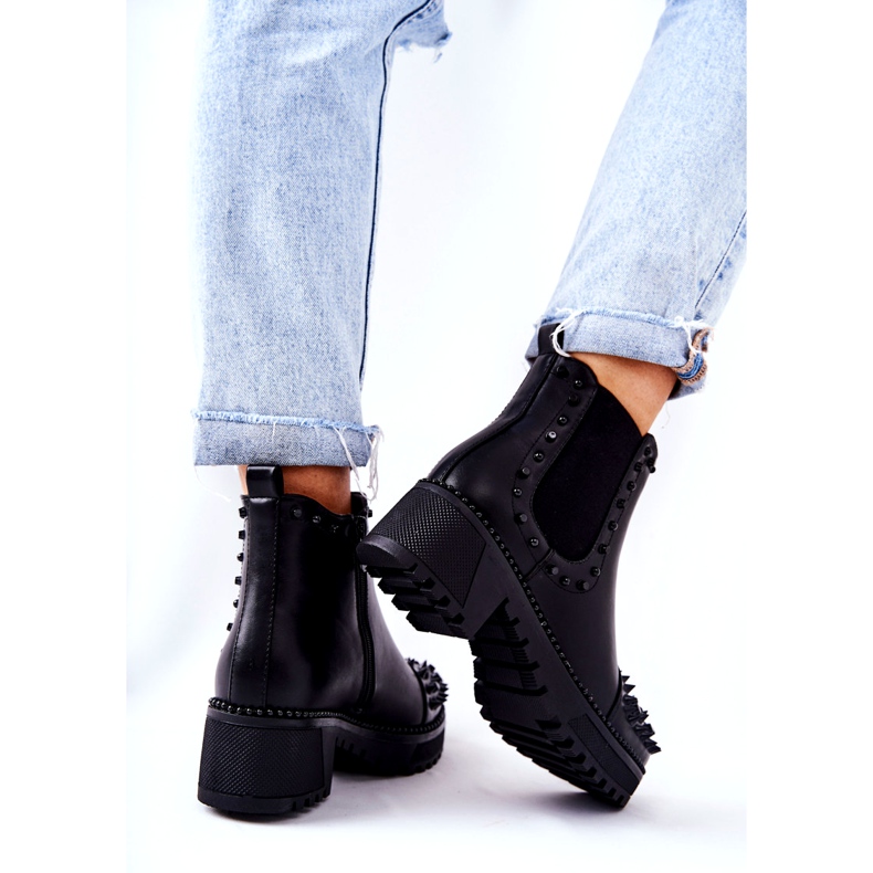 PG1 Schwarze Comonis Jodhpur-Stiefel mit Jets 2