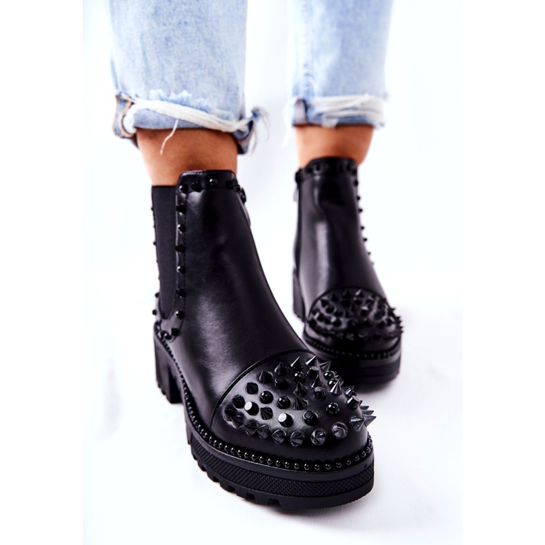 PG1 Schwarze Comonis Jodhpur-Stiefel mit Jets 3