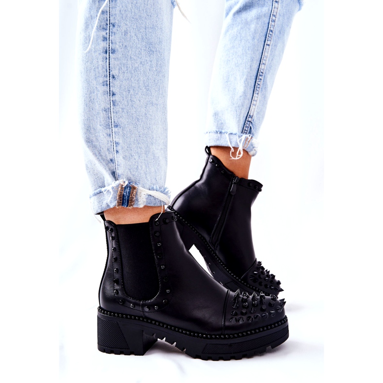 PG1 Schwarze Comonis Jodhpur-Stiefel mit Jets 4