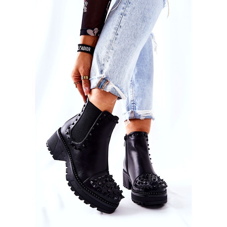 PG1 Schwarze Comonis Jodhpur-Stiefel mit Jets 5