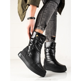 Weide Stylische schwarze Schneestiefel 1