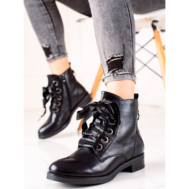 Evento Stiefel mit dekorativer Bindung schwarz 2