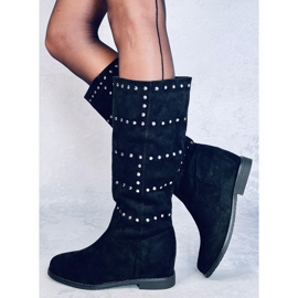 Stiefel auf einem versteckten Ferto Black Keil schwarz 1