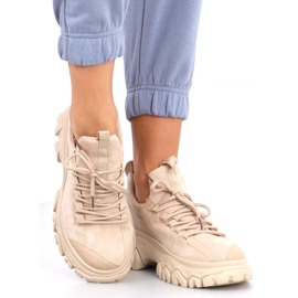 Huggy Khaki Sportschuhe mit hohen Sohlen beige 1