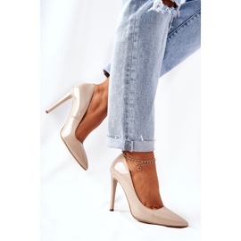Lackierte High Heels in Spitz Monnari 0220-015 Beige 2