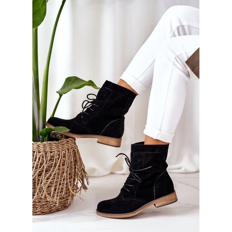 PS1 Schwarze Violetta Schwarze Stiefel mit doppeltem Obermaterial 2