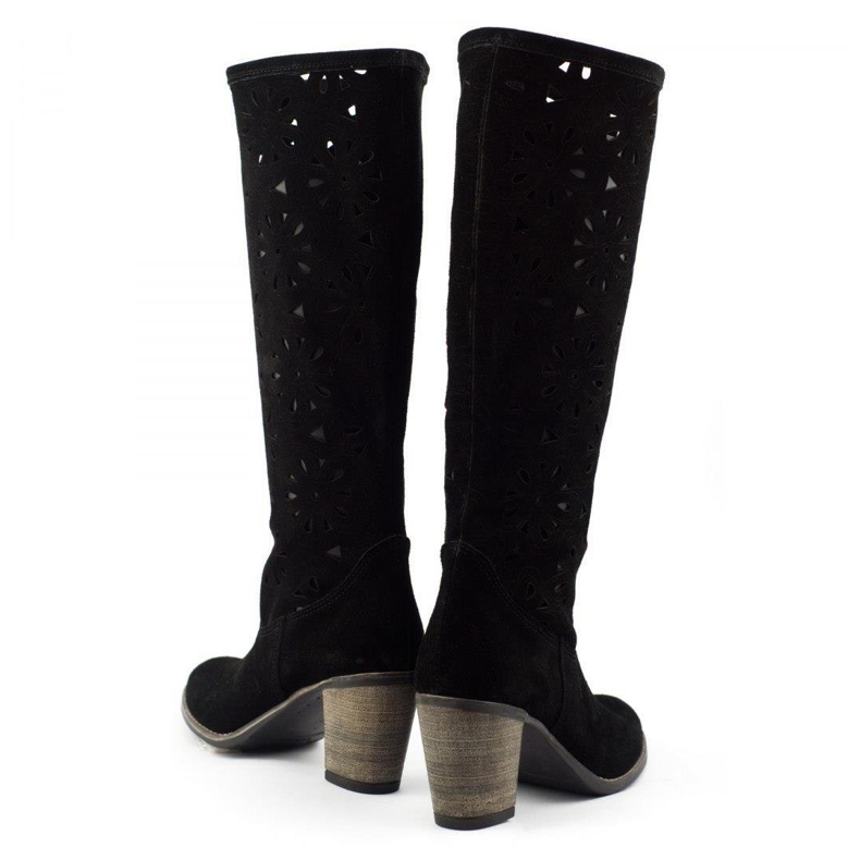 Olivier Schwarze, durchbrochene Stiefel mit hohen Absätzen 3