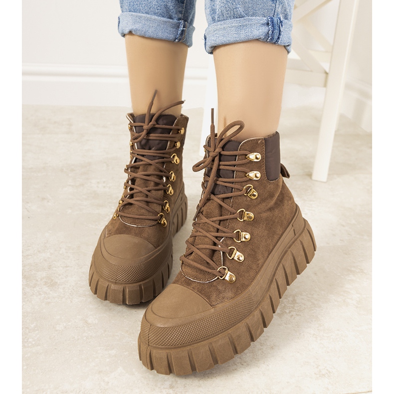 Braune isolierte Damen Schnürstiefel von Calabresi 2