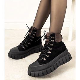 Schwarze, isolierte Damenschuhe zum Schnüren von Calabresi braun 1