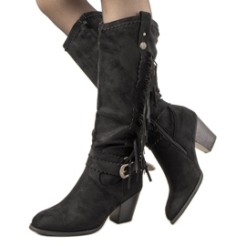 Schwarze warme Stiefel mit Voisine-Streifen 1